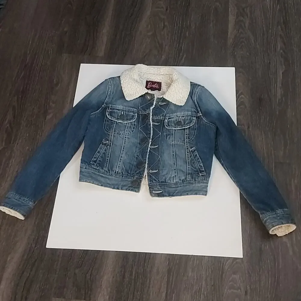 Barbie Denim Fleece Lined Cropped TruckerJacket Sanei International Size 0 Japan
